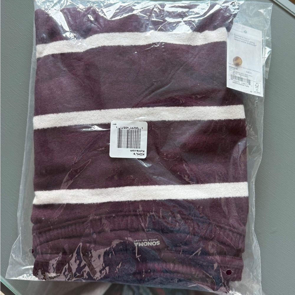 NWT Sonoma Women’s XL Maroon Striped Knit Sweater. Beautiful drape and Soft! - Picture 9 of 12